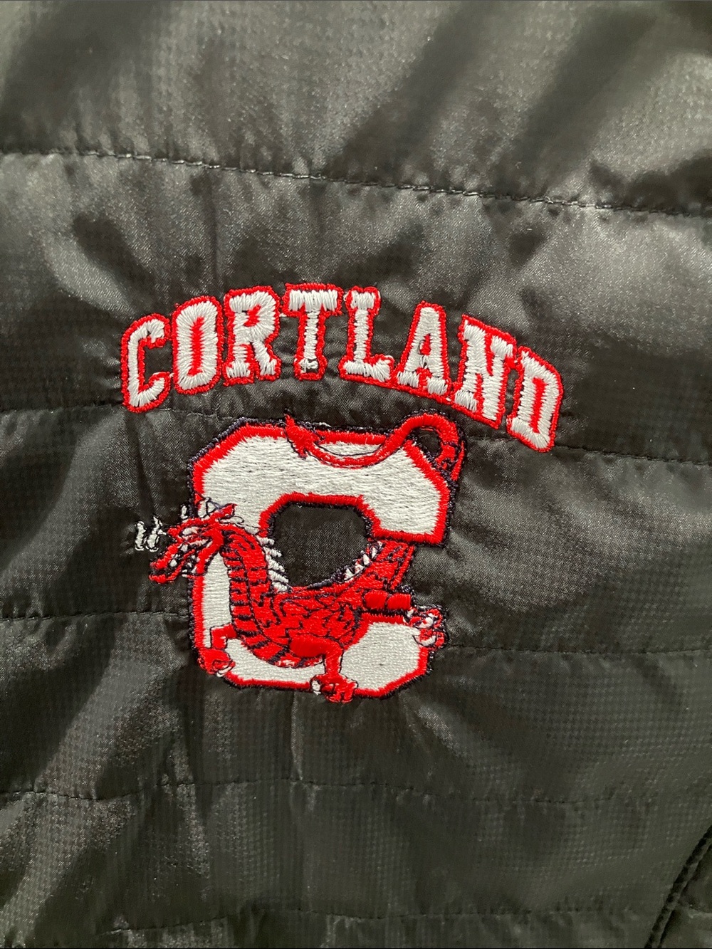 Port Authority Black Quilted Vest with Red Cortland Logo - Picture 4 of 5